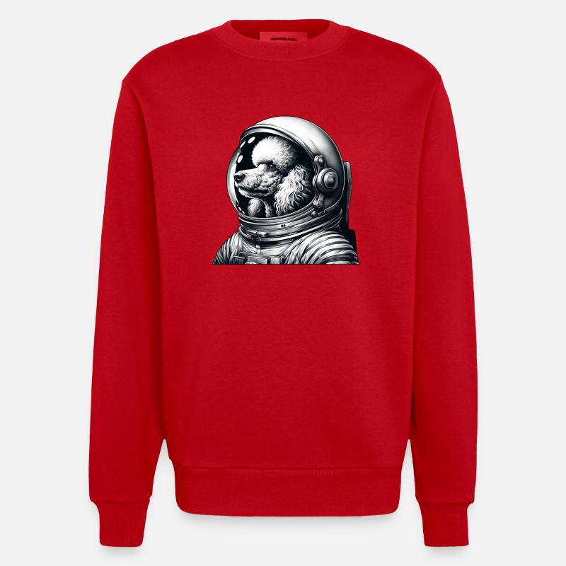 Caniche Astronaute Aventure Spatiale - Sweat bio épais oversize fabriqué en UE - rouge