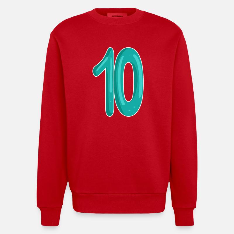 Dix numéros 10 - Sweat bio épais oversize fabriqué en UE - rouge