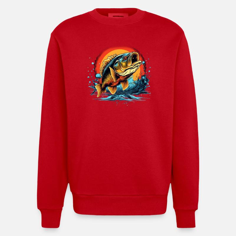 Poisson bar - Sweat bio épais oversize fabriqué en UE - rouge