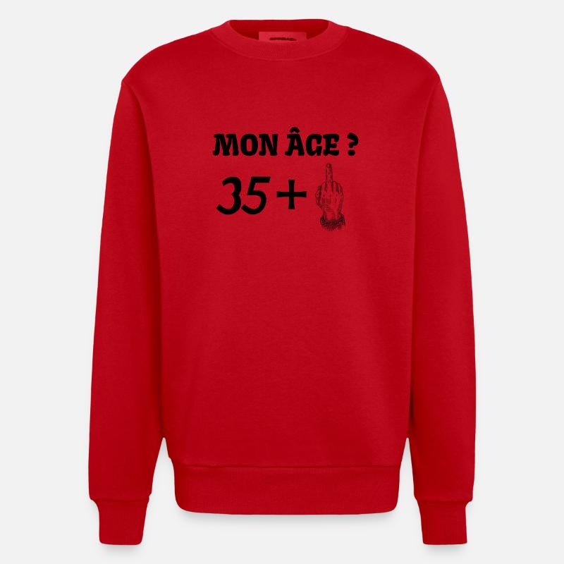 mon âge 36 - Sweat bio épais oversize fabriqué en UE - rouge
