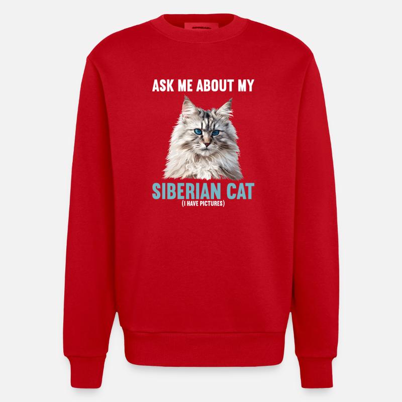 Chat Sibérien Sibirische Katze - Sweat bio épais oversize fabriqué en UE - rouge