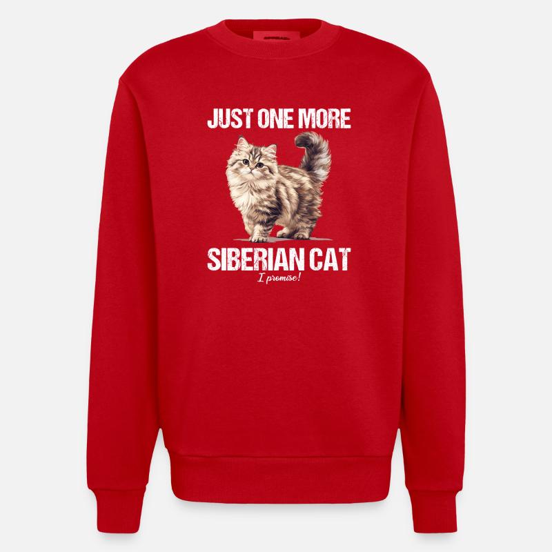 Chat Sibérien Sibirische Katze - Sweat bio épais oversize fabriqué en UE - rouge