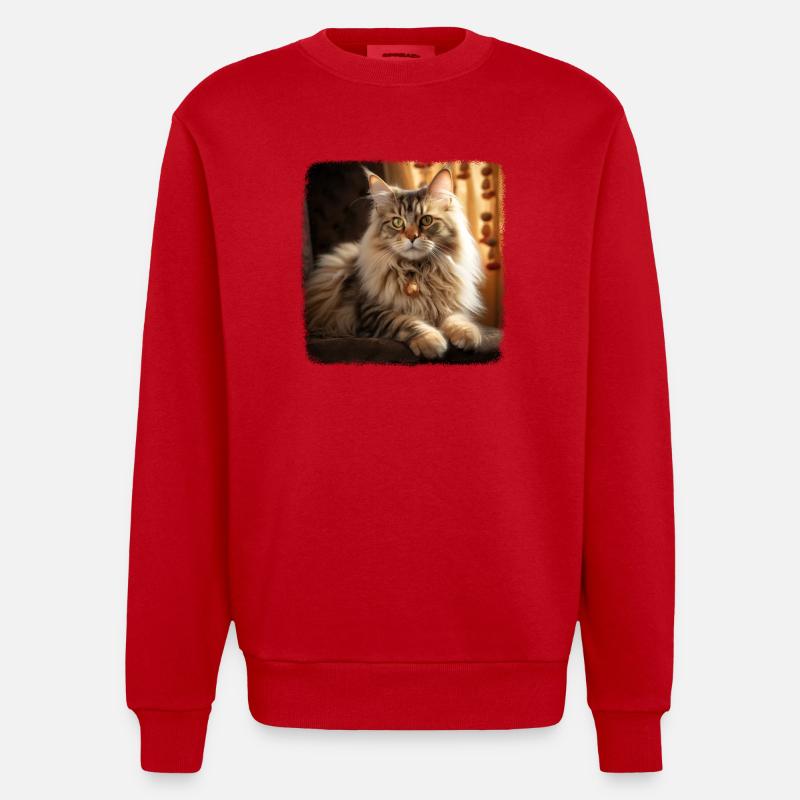 Chat Sibérien Sibirische Katze - Sweat bio épais oversize fabriqué en UE - rouge