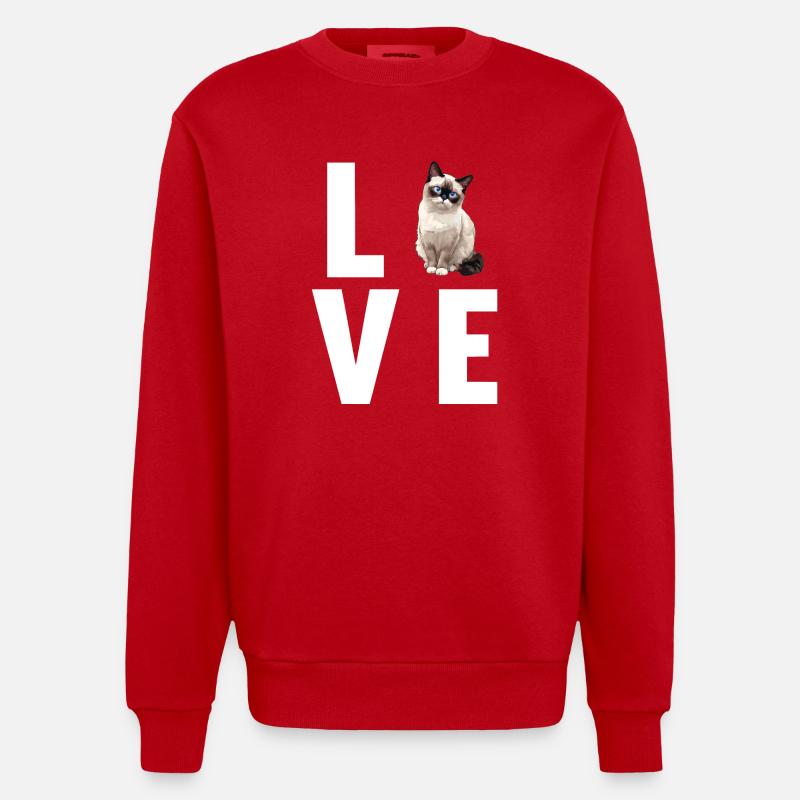 Chaton raquette Chat raquette - Sweat bio épais oversize fabriqué en UE - rouge
