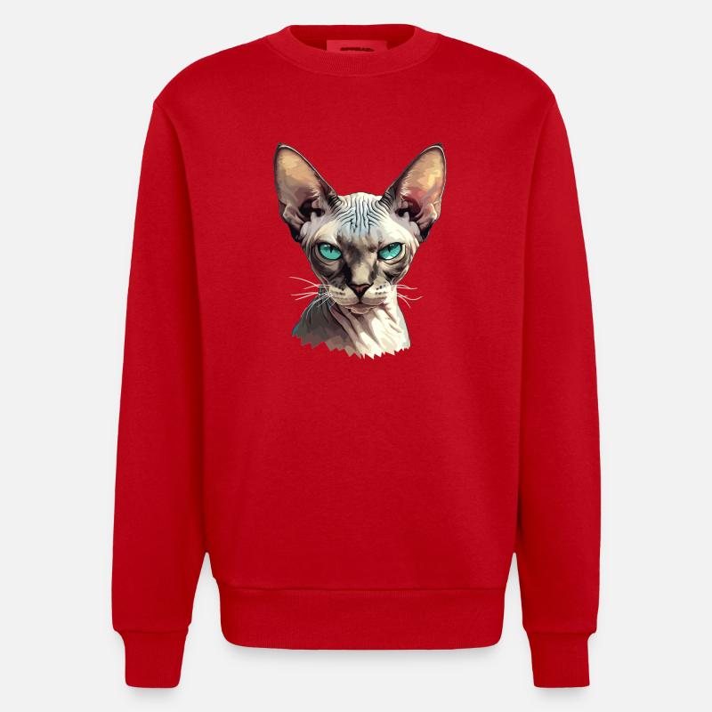 Sphynx Kätzchen Sphynx Katze - Heavyweight Oversized Organic Crew Neck Made in EU - Rot