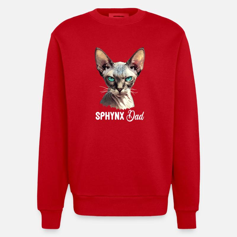 Chaton Sphynx Chat Sphynx - Sweat bio épais oversize fabriqué en UE - rouge