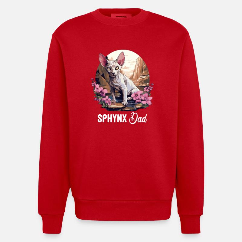 Sphynx Chaton Sphynx Chat - Sweat bio épais oversize fabriqué en UE - rouge