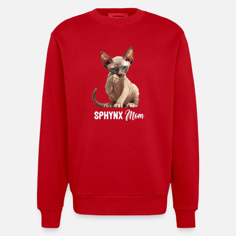 Sphynx Kätzchen Sphynx Katze - Heavyweight Oversized Organic Crew Neck Made in EU - Rot