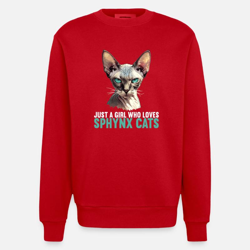 Chaton Sphynx Chat Sphynx - Sweat bio épais oversize fabriqué en UE - rouge