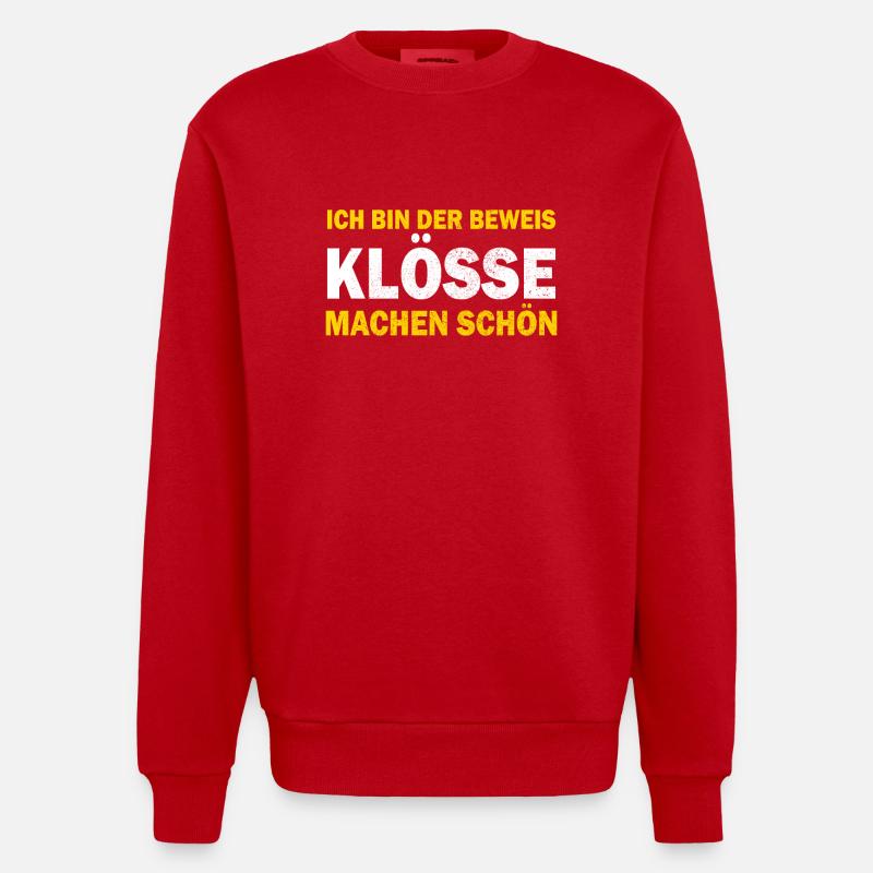 Cuisine allemande, boulettes, Thuringe, dialecte - Sweat bio épais oversize fabriqué en UE - rouge