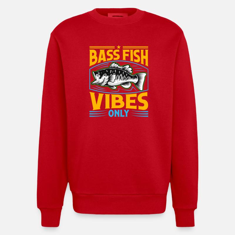 Bash Fish Vibes Only - Heavyweight Oversized Organic Crew Neck Made in EU - red