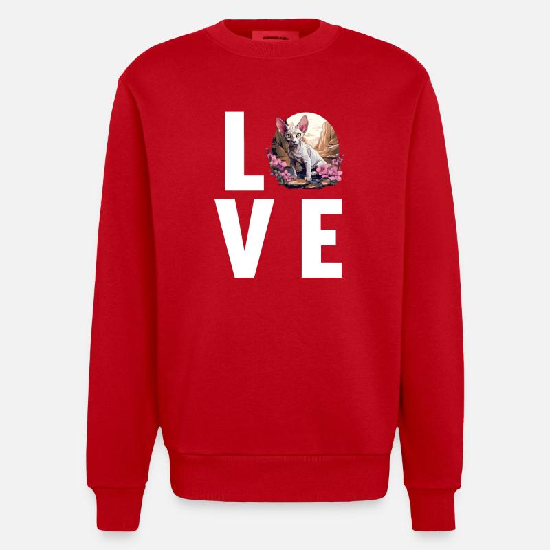 Sphynx Kätzchen Sphynx Katze - Heavyweight Oversized Organic Crew Neck Made in EU - Rot