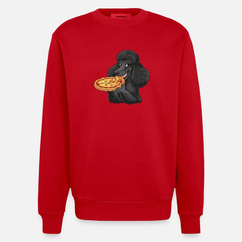 Schwarzer Pudel Pizza Comic - Heavyweight Oversized Organic Crew Neck Made in EU - Rot