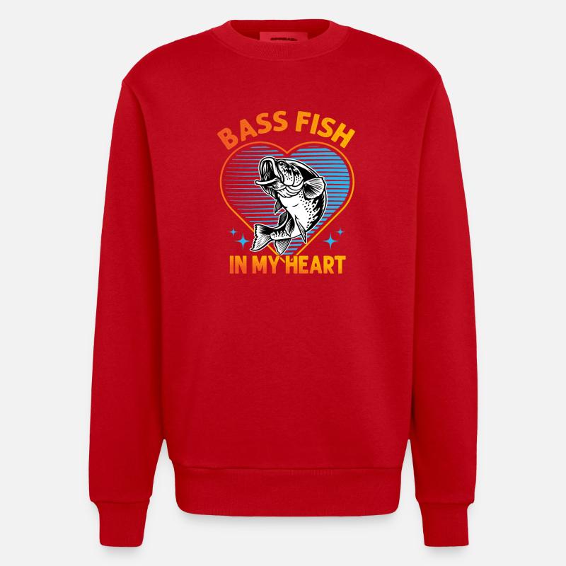 Poisson bar dans mon cœur - Sweat bio épais oversize fabriqué en UE - rouge