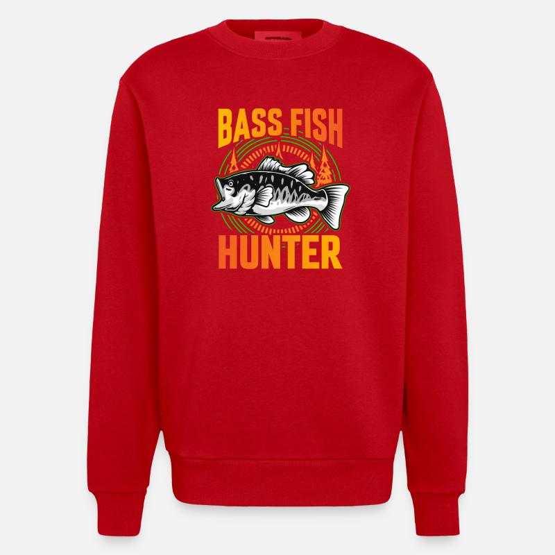 Chasseur de poissons d’achigan - Sweat bio épais oversize fabriqué en UE - rouge