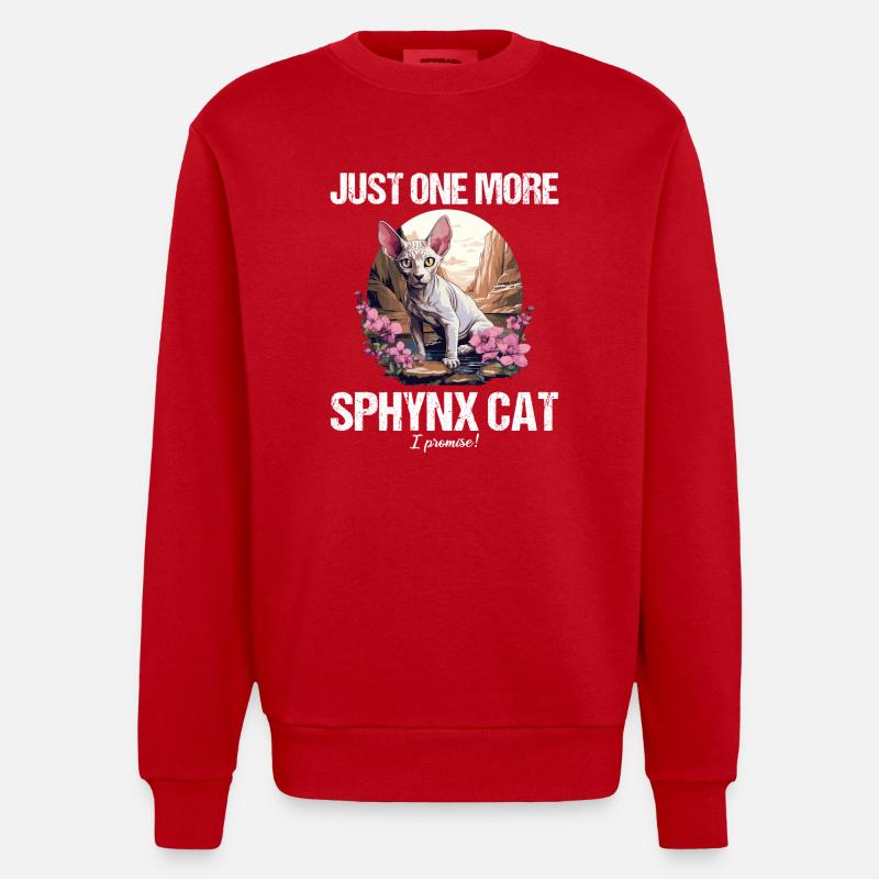 Sphynx Kätzchen Sphynx Katze - Heavyweight Oversized Organic Crew Neck Made in EU - Rot
