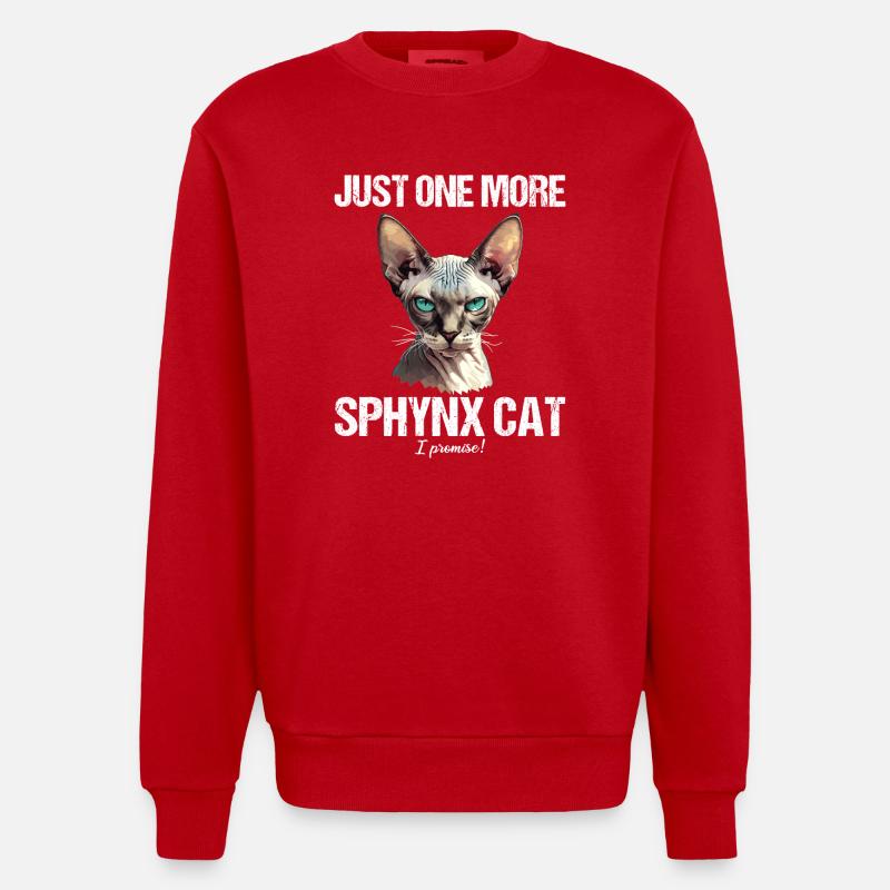 Sphynx Kätzchen Sphynx Katze - Heavyweight Oversized Organic Crew Neck Made in EU - Rot
