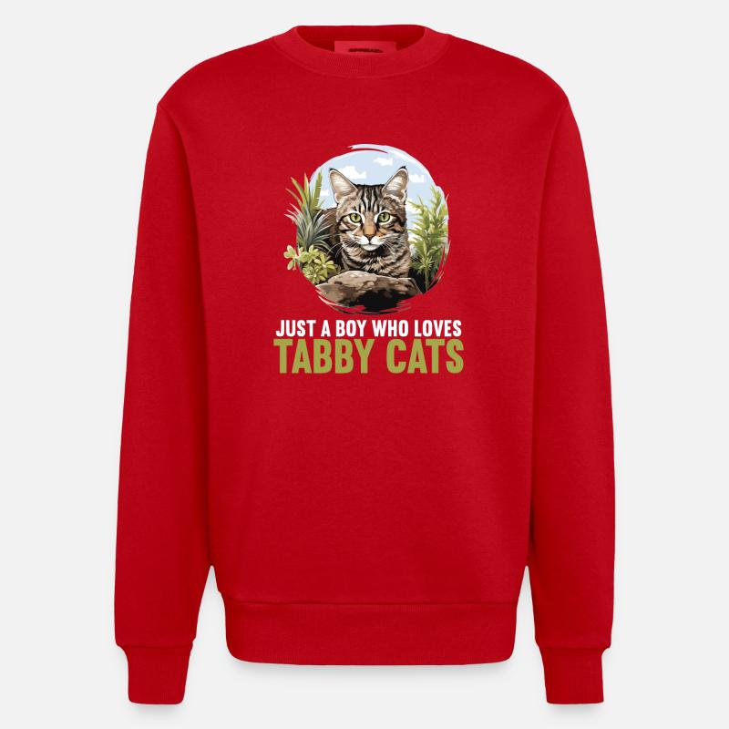 Tabby Kätzchen Tabby Katze - Heavyweight Oversized Organic Crew Neck Made in EU - Rot