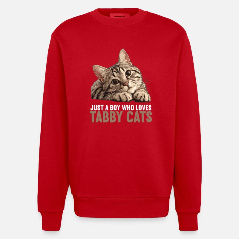 Tabby Kätzchen Tabby Katze - Heavyweight Oversized Organic Crew Neck Made in EU - Rot