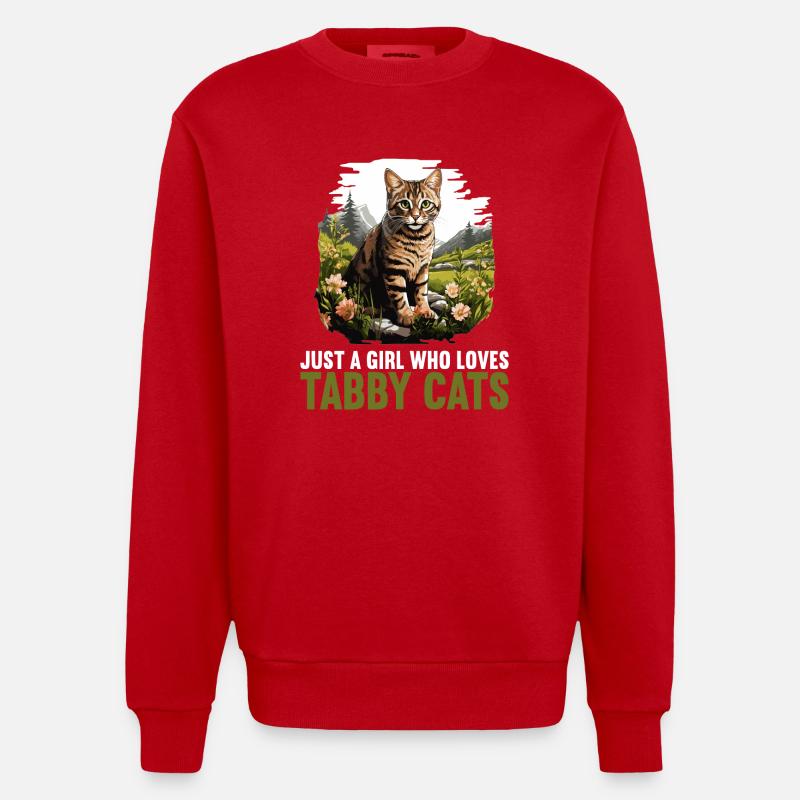 Tabby Kätzchen Tabby Katze - Heavyweight Oversized Organic Crew Neck Made in EU - Rot
