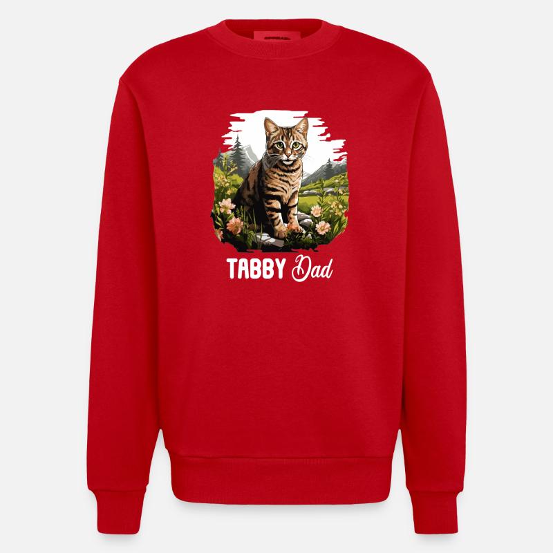 Tabby Kitten Tabby Cat - Heavyweight Oversized Organic Crew Neck Made in EU - red