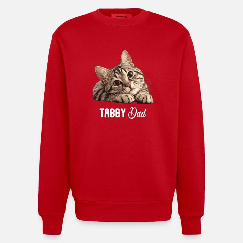 Chaton tigré chat tigré - Sweat bio épais oversize fabriqué en UE - rouge