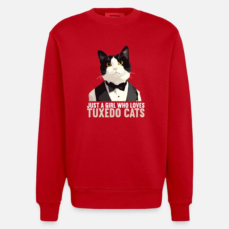 Tuxedo Chaton Tuxedo Cat - Sweat bio épais oversize fabriqué en UE - rouge