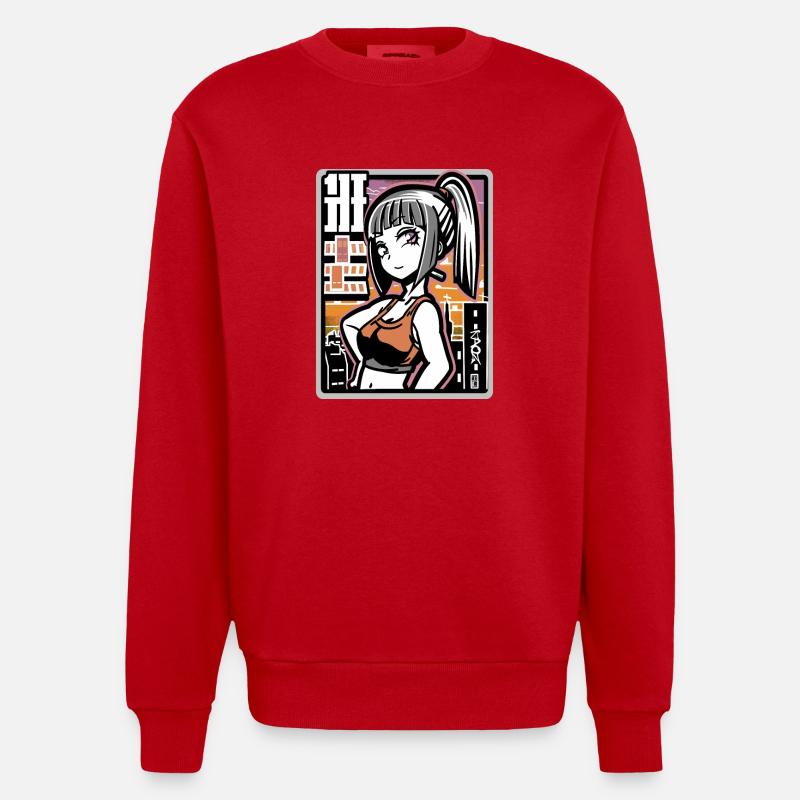 Anime freches Stadt Mädchen - Heavyweight Oversized Organic Crew Neck Made in EU - Rot