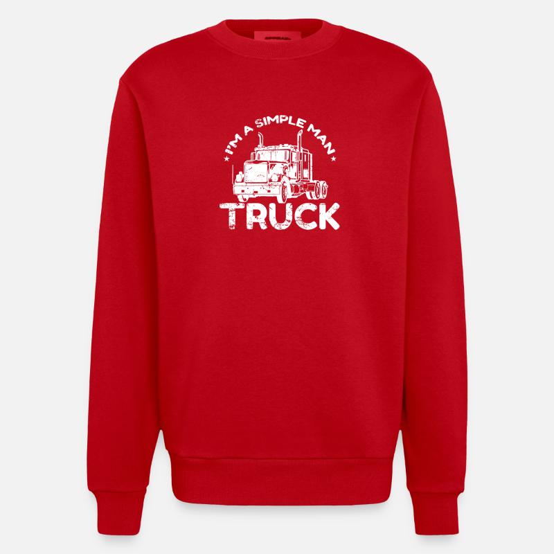 I'm a simple Man Trucker - Heavyweight Oversized Organic Crew Neck Made in EU - Rot
