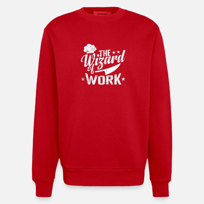 Le magicien du travail - Sweat bio épais oversize fabriqué en UE - rouge