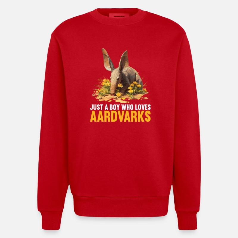 Erdferkeln Erdferkel - Heavyweight Oversized Organic Crew Neck Made in EU - Rot