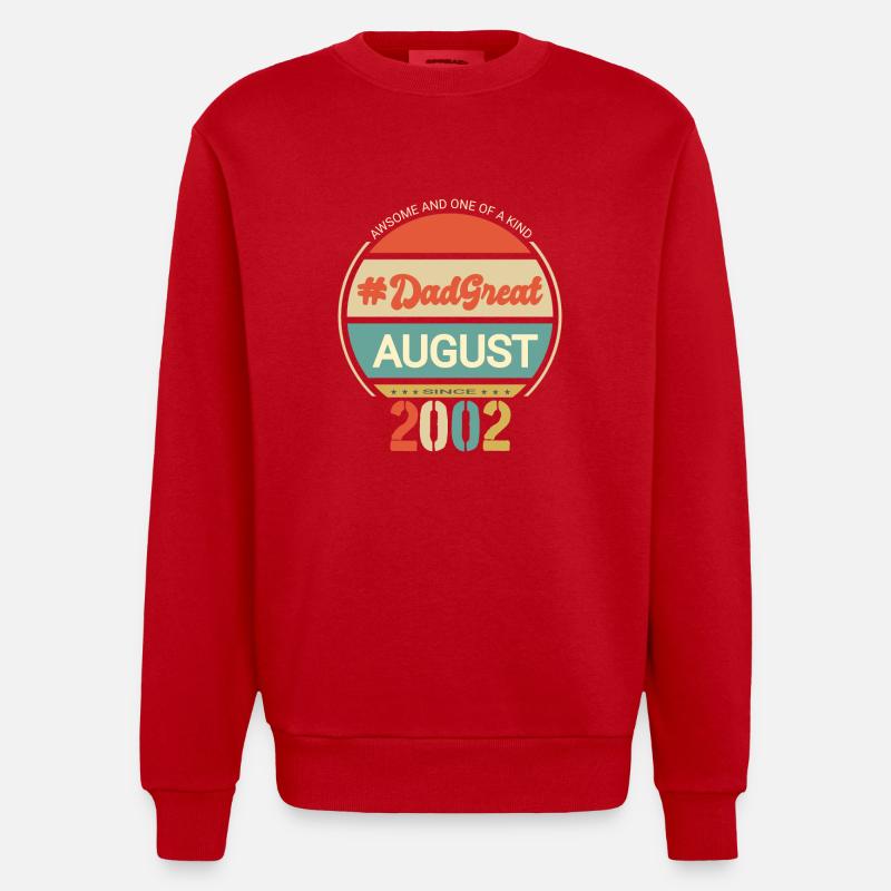 Dad great August 2002 - Heavyweight Oversized Organic Crew Neck Made in EU - red