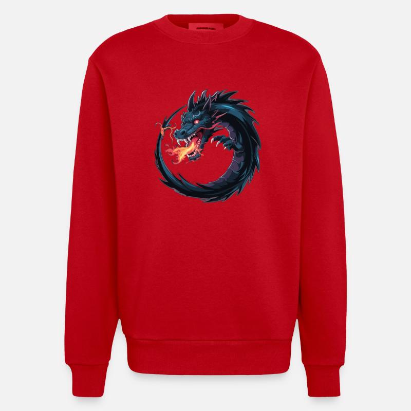 LE FEU DANS LE DRAGON - Sweat bio épais oversize fabriqué en UE - rouge