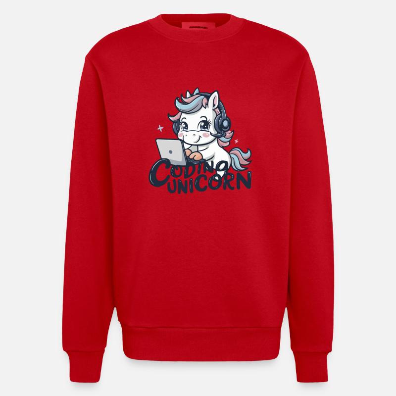 CODING UNICORN - Heavyweight Oversized Organic Crew Neck Made in EU - red