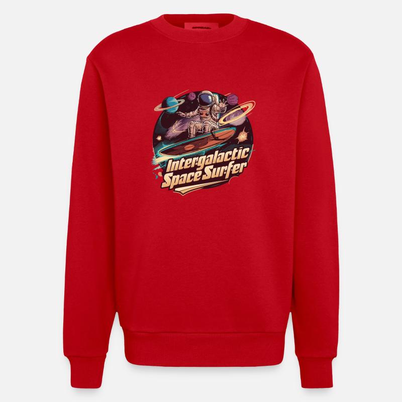 SURFEUR SPATIAL INTERGALACTIQUE - Sweat bio épais oversize fabriqué en UE - rouge