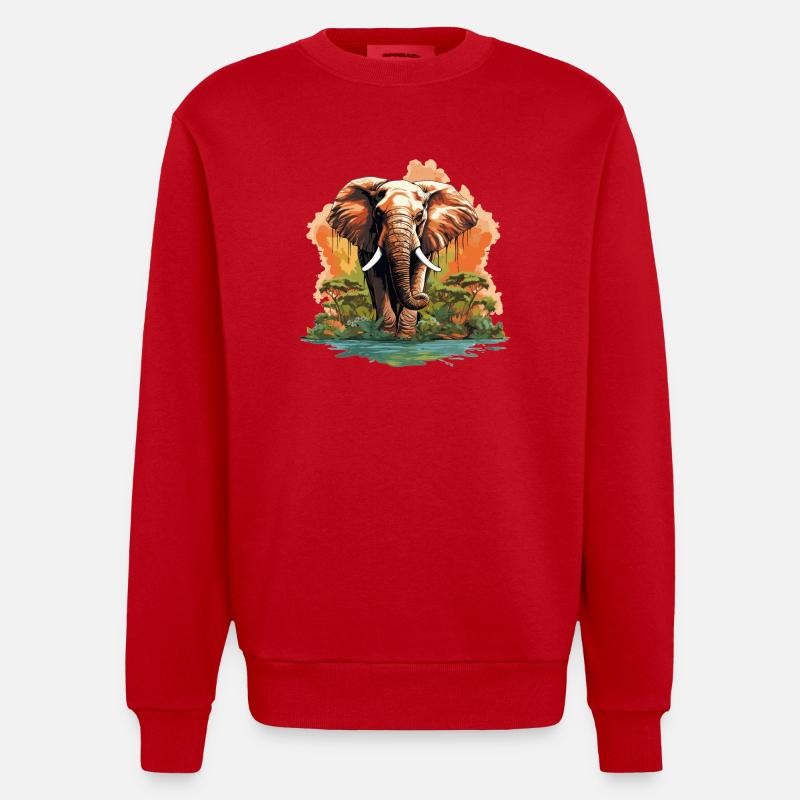 Elefanten Elefant - Heavyweight Oversized Organic Crew Neck Made in EU - Rot