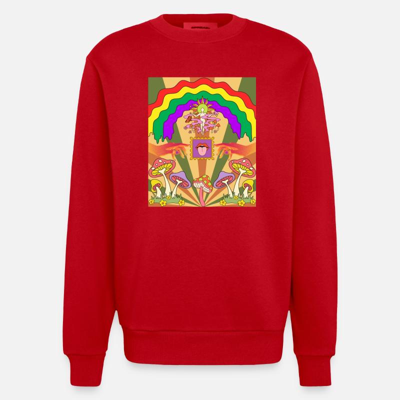 Creative Psychedelic Design - Heavyweight Oversized Organic Crew Neck Made in EU - red