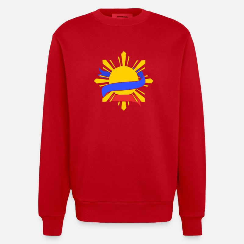 Philippinisch Philippinen - Heavyweight Oversized Organic Crew Neck Made in EU - Rot