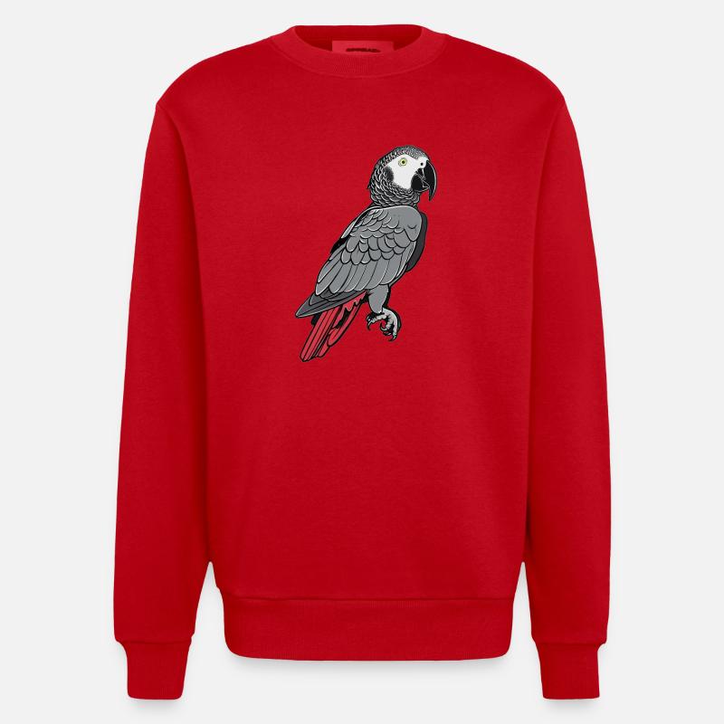 Graupapageien Graupapagei - Heavyweight Oversized Organic Crew Neck Made in EU - Rot