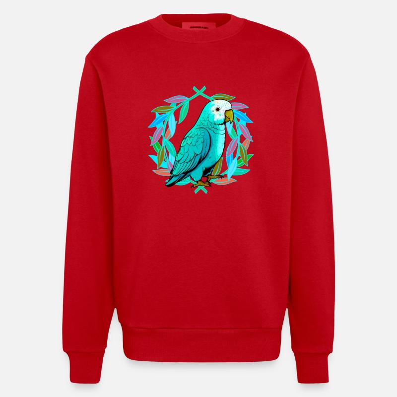 perroquet perroquets oiseau oiseaux - Sweat bio épais oversize fabriqué en UE - rouge