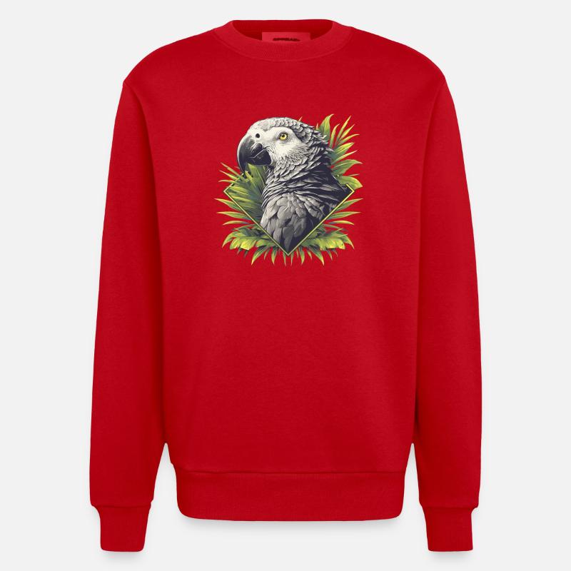 Graupapageien Graupapagei - Heavyweight Oversized Organic Crew Neck Made in EU - Rot