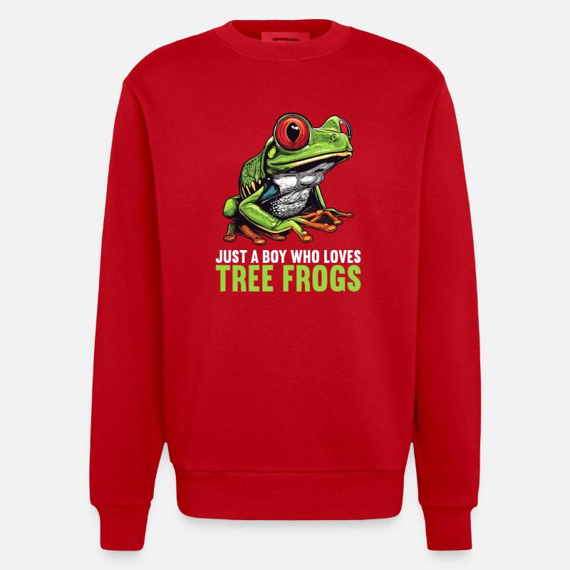 Tree Frog Baumfrösche Baumfrosch - Heavyweight Oversized Organic Crew Neck Made in EU - red