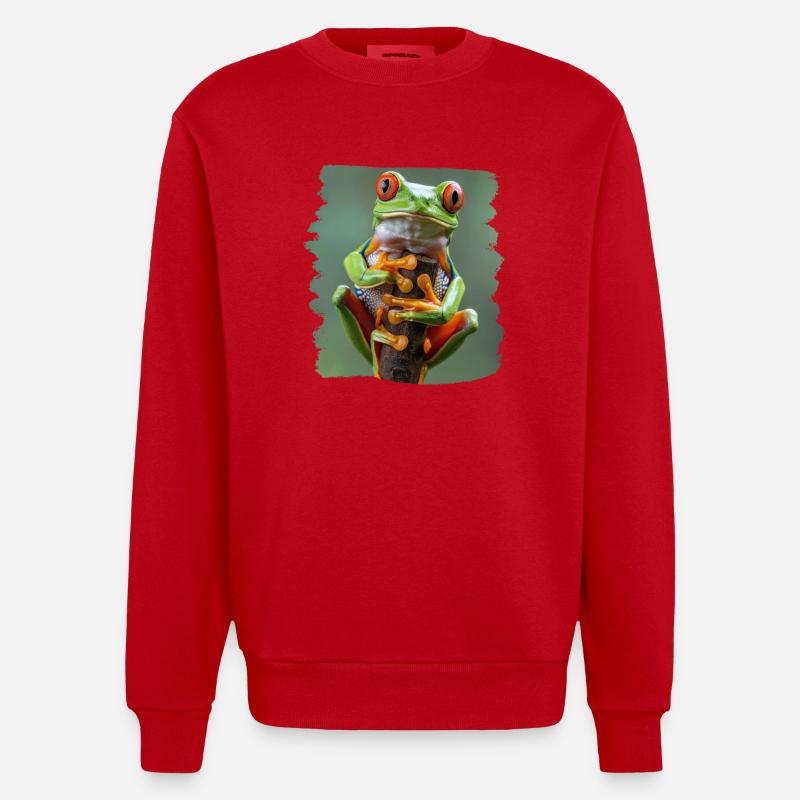 Tree Frog Baumfrösche Baumfrosch - Heavyweight Oversized Organic Crew Neck Made in EU - red