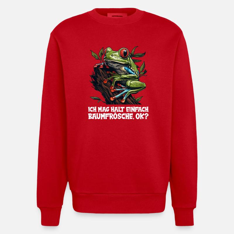 Tree Frog Baumfrösche Baumfrosch - Heavyweight Oversized Organic Crew Neck Made in EU - Rot