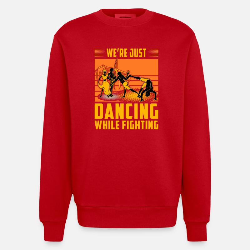 We're just dancing while fighting - Heavyweight Oversized Organic Crew Neck Made in EU - red