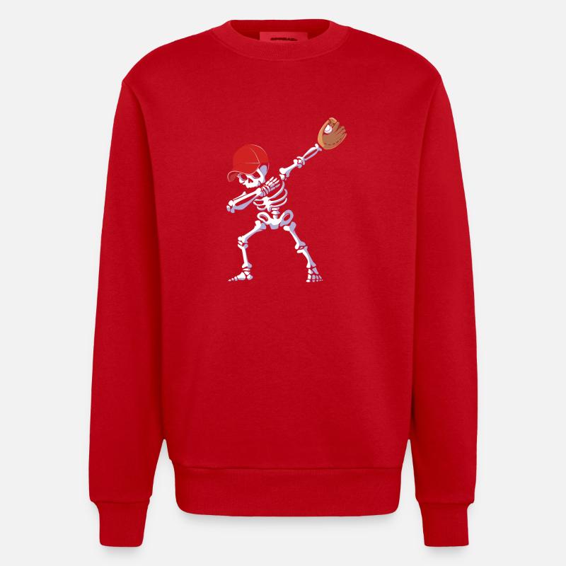 Baseball Squelette Halloween - Sweat bio épais oversize fabriqué en UE - rouge