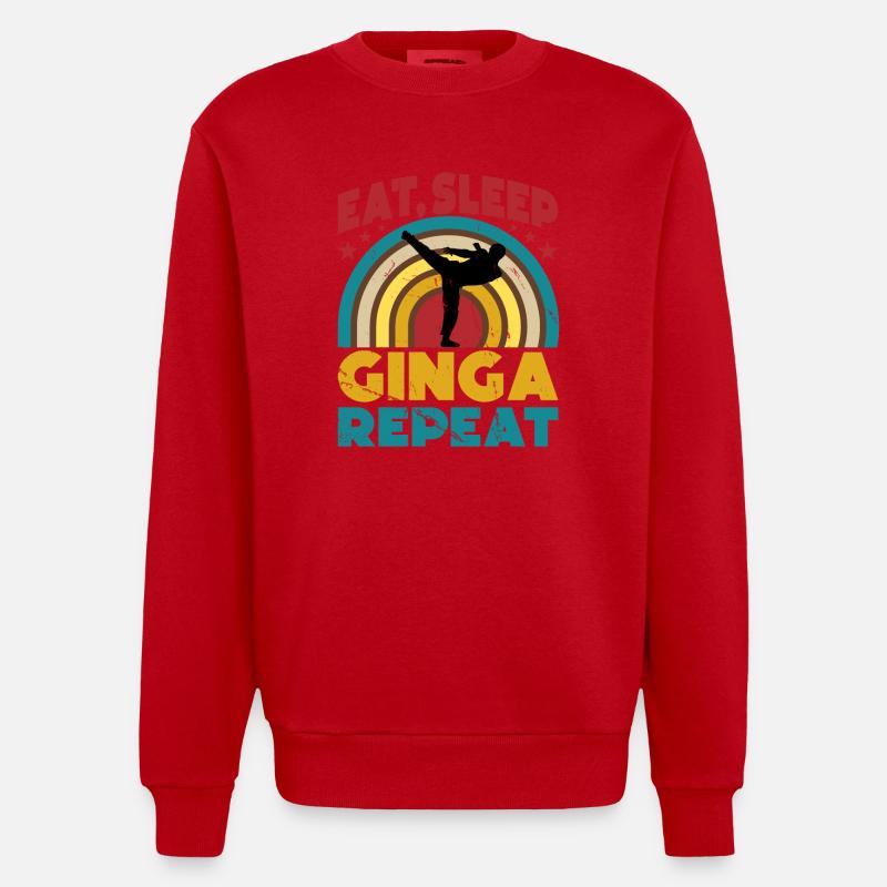 Eat Sleep Ginga Repeat - Heavyweight Oversized Organic Crew Neck Made in EU - red