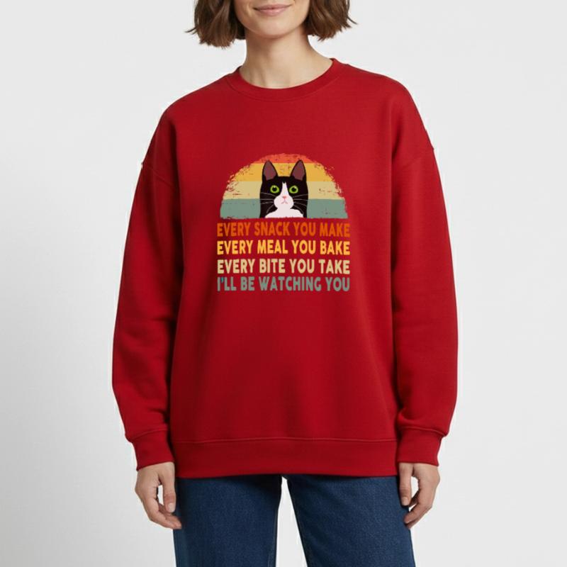 Drôle de chat Chaque repas que vous préparez Chaque collation que vous préparez Sweat bio épais oversize fabriqué en UE