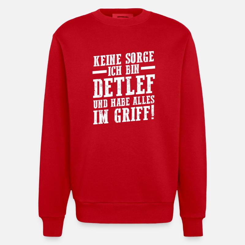 First name Detlef - Heavyweight Oversized Organic Crew Neck Made in EU - red