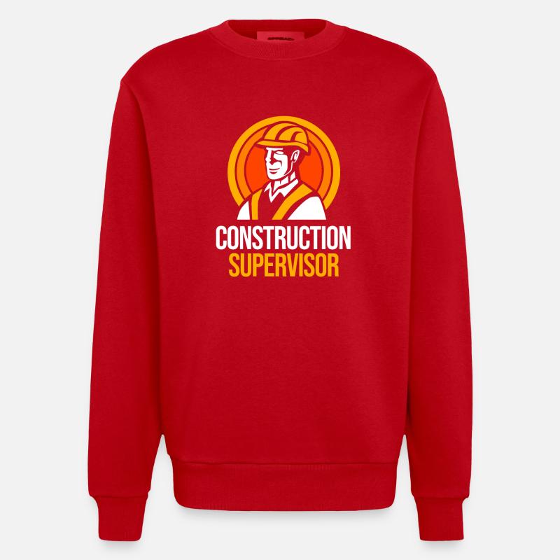 Construction worker construction site - Heavyweight Oversized Organic Crew Neck Made in EU - red